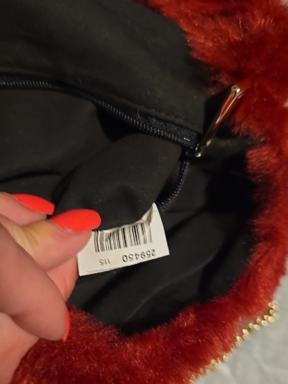 Furla Red Faux-Fur Crossbody with Gold Chain - Picture 6 of 9